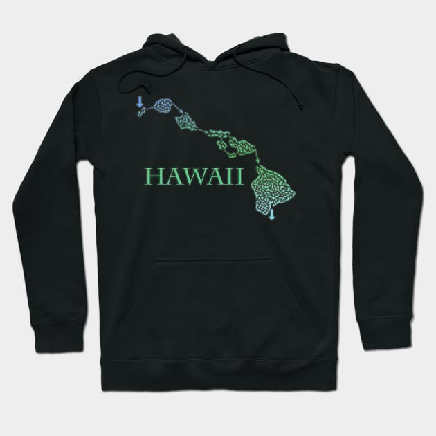 Hawaii State Outline Maze & Labyrinth Hoodie by gorff